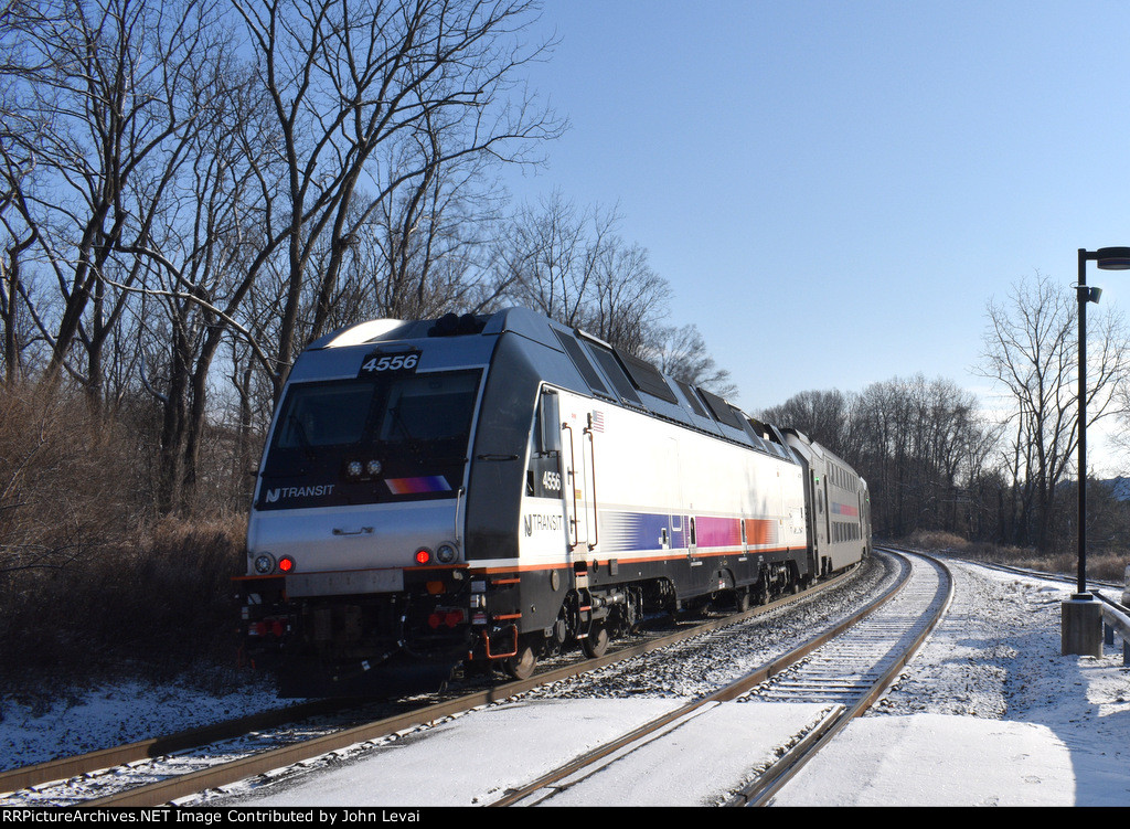 ALP-45A # 4556 pushing NJT Train # 5170 out of Annandale Station toward its next stop of Lebanon